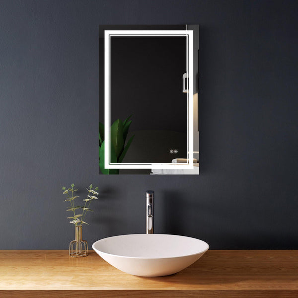 Supfirm 24x36 Bathroom LED mirror Anti- fog mirror with button - Supfirm