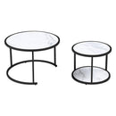 Supfirm 27.16inch Marble Pattern MDF Top with Black Metal Frame nesting coffee table set of 2 - Supfirm