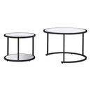 Supfirm 27.16inch Marble Pattern MDF Top with Black Metal Frame nesting coffee table set of 2 - Supfirm