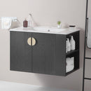 Supfirm 30" Bathroom Vanity with Sink,with two Doors Cabinet Bathroom Vanity Set with Side right Open Storage Shelf,Solid Wood,Excluding faucets,Black - Supfirm