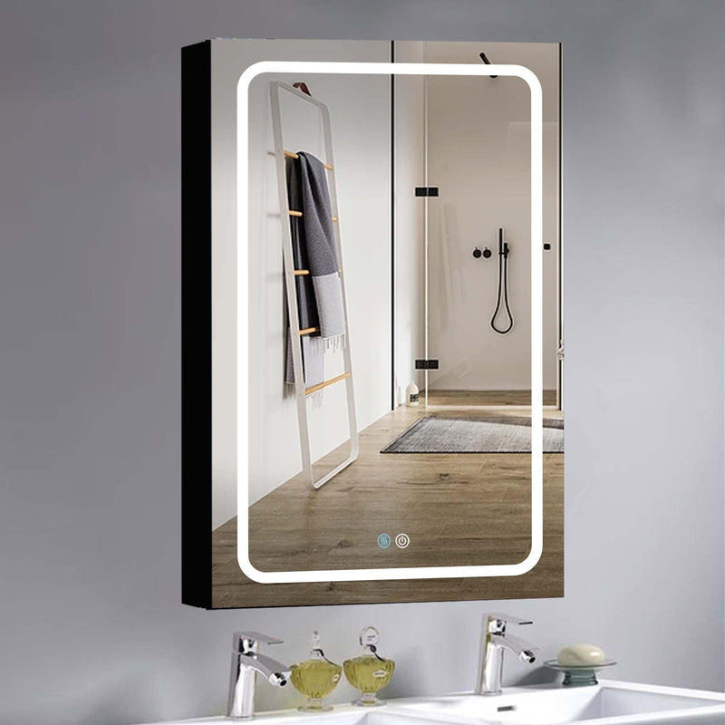 30x20 inch LED Bathroom Medicine Cabinet Surface Mounted Cabinets With Lighted Mirror Light Open - Supfirm