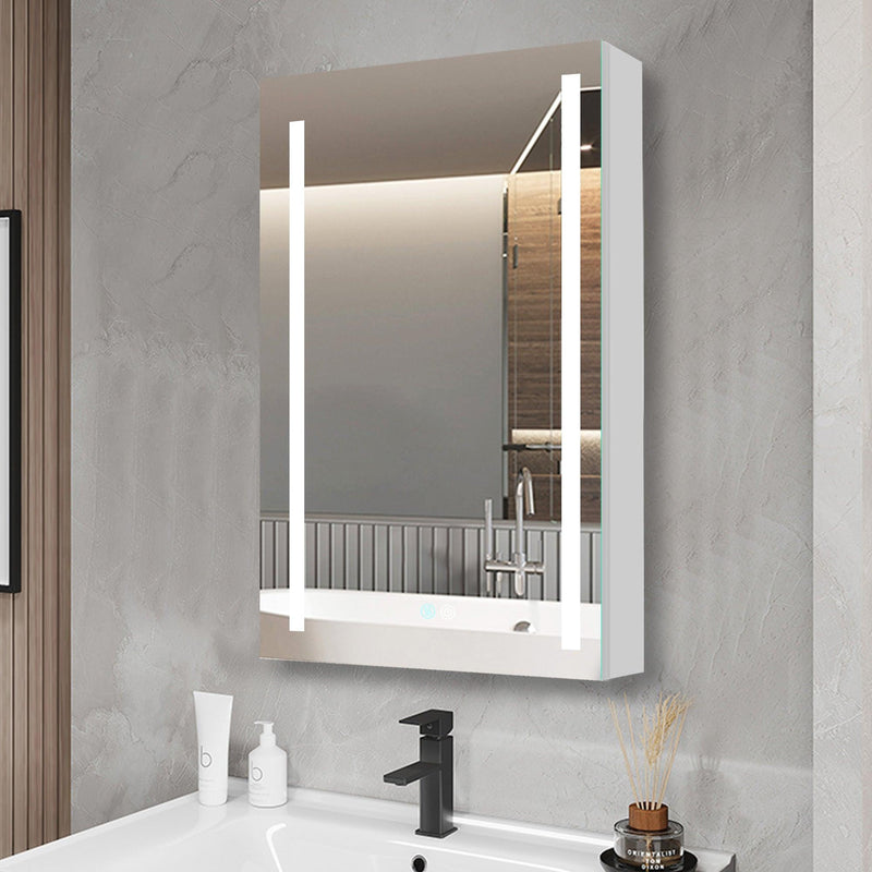 30x20 inch LED Bathroom Medicine Cabinet Surface Mounted Cabinets With Lighted Mirror White Right Open - Supfirm