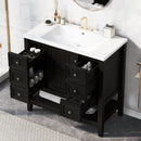 36" Bathroom Vanity with Sink Combo, One Cabinet and Three Drawers, Solid Wood and MDF Board, Black - Supfirm