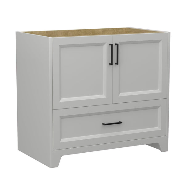 Supfirm 36 Inch Solid Wood Bathroom Vanity Without Top Sink, Modern Bathroom Vanity Base Only, Birch solid wood and plywood cabinet, Bathroom Storage Cabinet with Double-door cabinet and 1 Drawer Light Gray - Supfirm