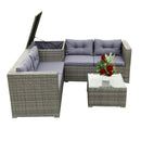 Supfirm 4 Piece Patio Sectional Wicker Rattan Outdoor Furniture Sofa Set with Storage Box Grey - Supfirm