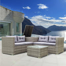 Supfirm 4 Piece Patio Sectional Wicker Rattan Outdoor Furniture Sofa Set with Storage Box Grey - Supfirm