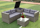 Supfirm 4 Piece Patio Sectional Wicker Rattan Outdoor Furniture Sofa Set with Storage Box Grey - Supfirm