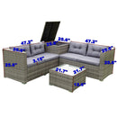 Supfirm 4 Piece Patio Sectional Wicker Rattan Outdoor Furniture Sofa Set with Storage Box Grey - Supfirm