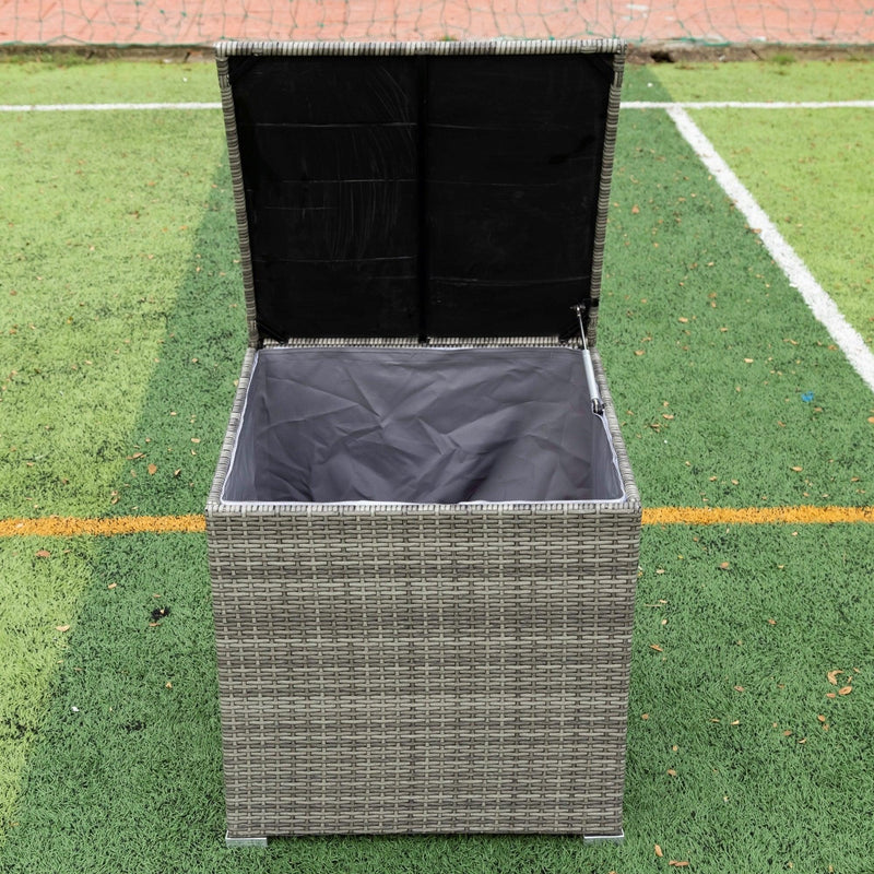 Supfirm 4 Piece Patio Sectional Wicker Rattan Outdoor Furniture Sofa Set with Storage Box Grey - Supfirm