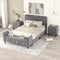 4-Pieces Bedroom Sets Full Size Upholstered Platform Bed with Two Nightstands and Storage Bench-Gray - Supfirm