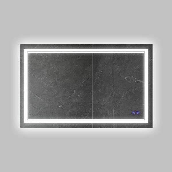 Supfirm 40 x 24 Inch Frameless LED Illuminated Bathroom Wall Mirror, Touch Button Defogger, Rectangular, Silver - Supfirm