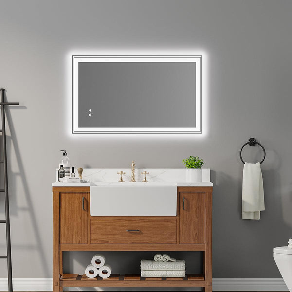 Supfirm 40×24 inch LED-Lit bathroom mirror, wall mounted anti-fog memory Adjustable Brightness front and back light Rectangular Vanity mirror - Supfirm