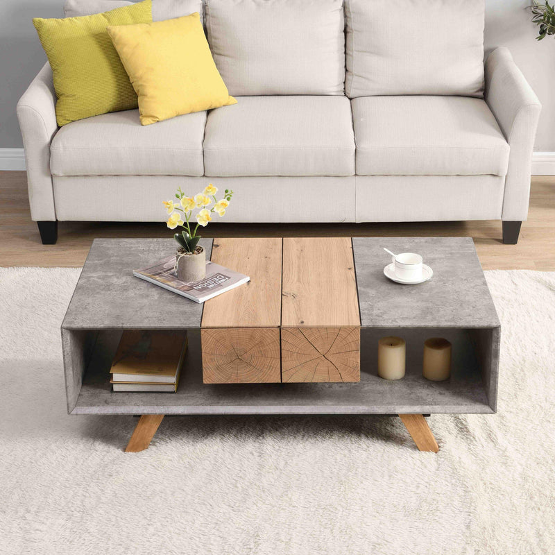 43.31'' Luxury Coffee Table with Drawer, Farmhouse & Industrial Table, Rectangular Table for Living Room - Supfirm