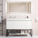 48" Bathroom Vanity with Sink,Bathroom Vanity Cabinet with Two Soft Close Cabinet Doors & soft-close Drawers,Bathroom Storage Cabinet with a Lower Open Shelf,with Metal Legs,White Ceramic Sink,White - Supfirm