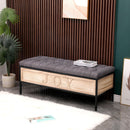 48'' Ottoman with Storage for Bedroom Upholstered Storage Benches Wood JOY End of Bed Bench (Dark Gray) - Supfirm