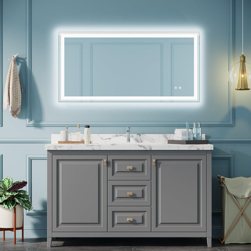 Supfirm 48×24 inch LED-Lit bathroom mirror, wall mounted anti-fog memory Adjustable Brightness front and back light Rectangular Vanity mirror - Supfirm