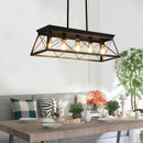 5-Light Farmhouse Chandeliers for Dining Room, Metal Rustic Pendant Island Light Fixture, Modern Rectangular Island Lights for Kitchen, Living Room(No Bulbs) - Supfirm