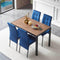 5-Piece Dining Set Including Blue Velvet High Back Nordic Dining Chair & Creative Design MDF Dining Table - Supfirm