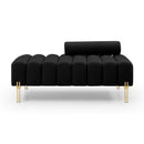 53.2" Width Modern End of Bed Bench Sherpa Fabric Upholstered 2 Seater Sofa Couch Entryway Ottoman Bench Fuzzy Sofa Stool Footrest Window Bench with Gold Metal Legs for Bedroom Living Room,Black - Supfirm