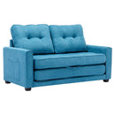 59.4" Loveseat Sofa with Pull-Out Bed Modern Upholstered Couch with Side Pocket for Living Room Office, Blue - Supfirm