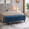 59" Bed Bench with Storage Blue Fabric - Supfirm