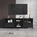 70.08 Inch Length Black TV Stand for Living Room and Bedroom, with 2 Drawers and 4 High-Capacity Storage Compartment. - Supfirm