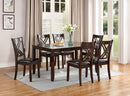 7pcs Dining Set Dining Table 6 Side Chairs Clean Espresso Finish Cushion Seats X Design back Chairs - Supfirm