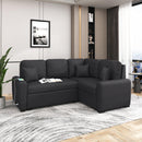 87.4"Sectional Sleeper Sofa with USB Charging Port and Plug Outlet,Pull-Out Sofa Bed with 3 Pillows, L-Shape Chaise for Living Room Small Apartment,Black (old sku SG000720AAB) - Supfirm