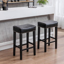 A&A Furniture,Counter Height 29" Bar Stools for Kitchen Counter Backless Faux Leather Stools Farmhouse Island Chairs (29 Inch, Black, Set of 2) - Supfirm