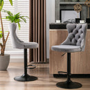 A&A Furniture,Swivel Velvet Barstools Adjusatble Seat Height from 25-33 Inch,17.7 inch base, Modern Upholstered Bar Stools with Backs Comfortable Tufted for Home Pub and Kitchen Island,Gray,Set of 2 - Supfirm