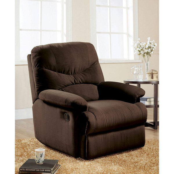 ACME Arcadia Glider Recliner (Motion) in Chocolate Microfiber 00635 - Supfirm