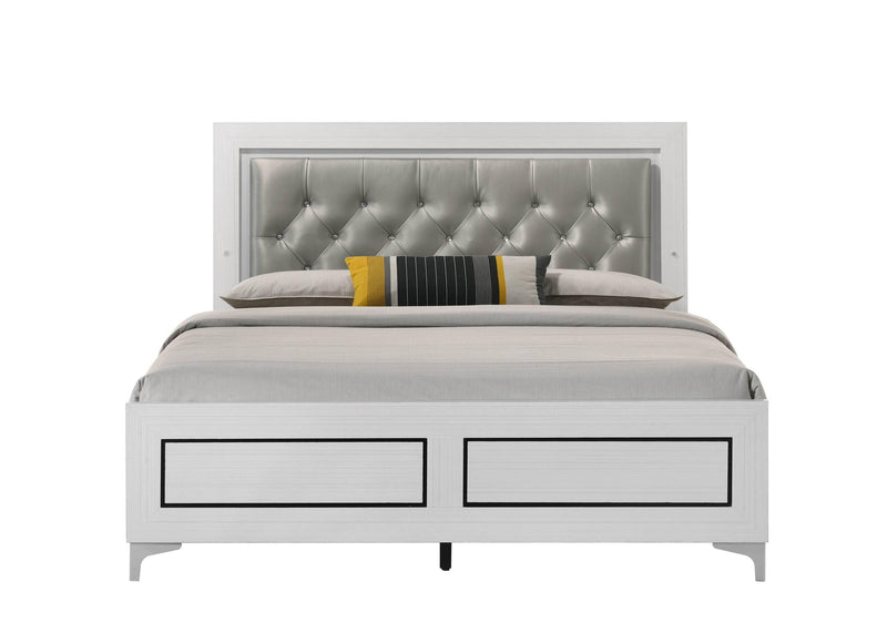 ACME Casilda Queen Bed w/LED in Gray PU & White Finish BD00644Q - Supfirm