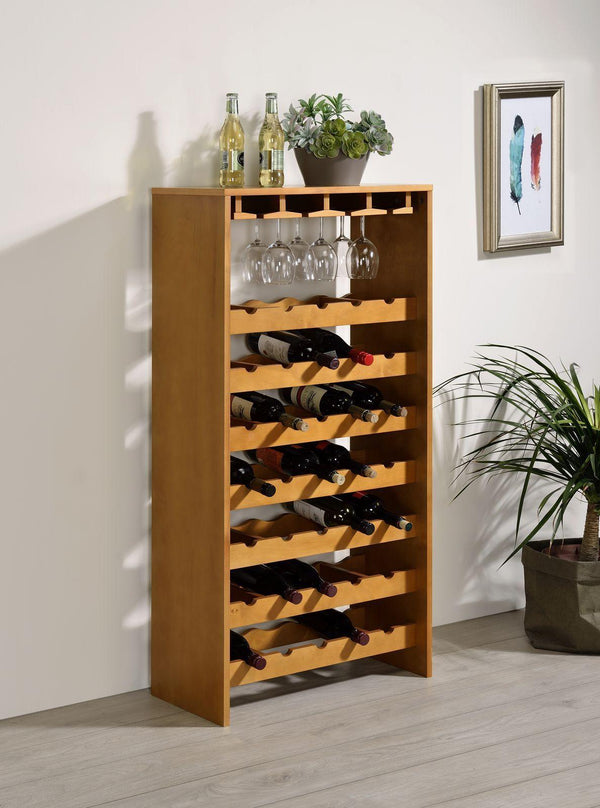 ACME Hanzi Wine Cubbies Cabinet, Oak Finish 97838 - Supfirm