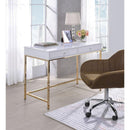 ACME Ottey Desk in White High Gloss & Gold 92540 - Supfirm