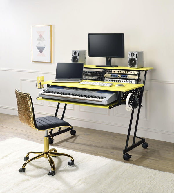 ACME Suitor Computer Desk, Yellow & Black 92904 - Supfirm