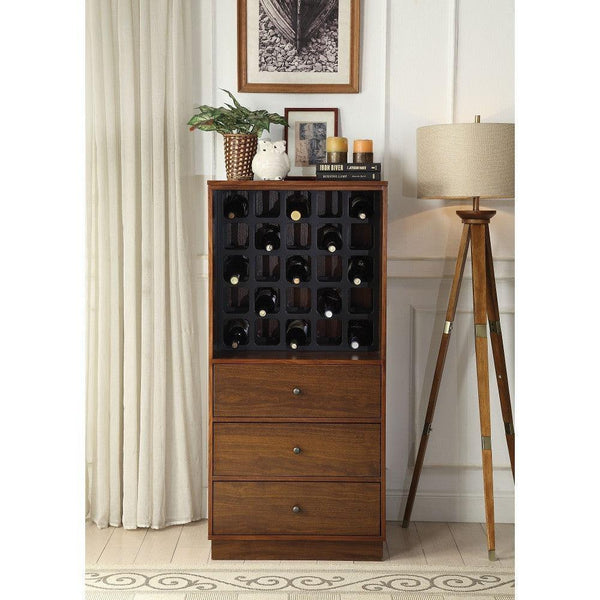 ACME Wiesta Wine Cubbies Cabinet in Walnut 97542 - Supfirm