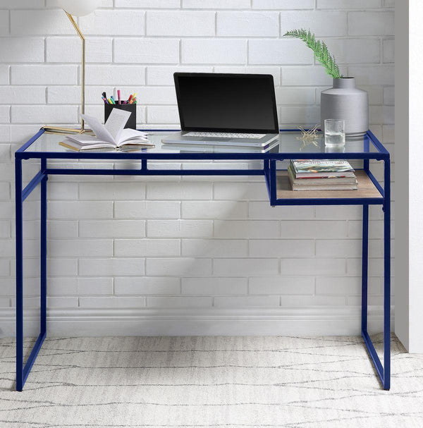 ACME Yasin Desk, Blue & Glass 92586 - Supfirm