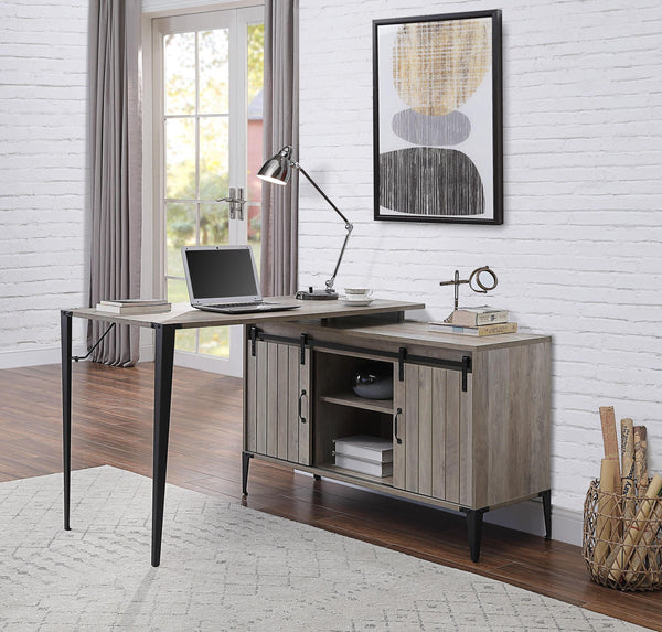 ACME Zakwani Writing Desk, Gray Oak & Black Finish OF00009 - Supfirm