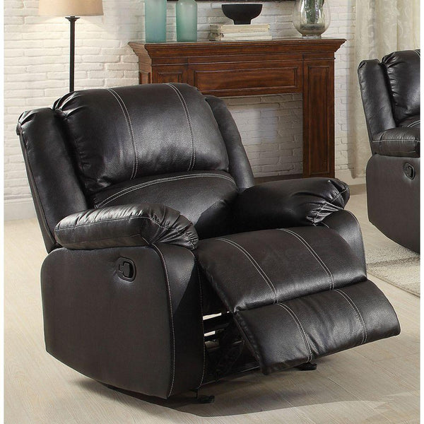 ACME Zuriel Rocker Recliner (Motion) in Black PU 52287 - Supfirm