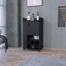 Allandale 1-Door Bar Cart with Wine Cubbies Rack and Casters Black - Supfirm