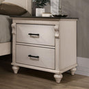 Antique White / Gray 1pc Nightstand Two-Tone Design Dark Bronze Bar Pull Pulls Solidwood Bedside Table Bedroom - Supfirm