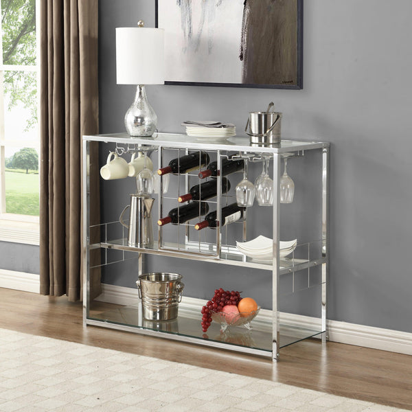 Bar Cart Kitchen Bar&Serving Cart for Home with Glass Holder and Wine Cubbies Rack, 3-Tier Kitchen Trolley with Tempered Glass Shelves and Chrome-Finished - Supfirm