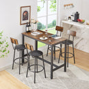 Bar Table Set with 4 Bar stools PU Soft seat with backrest, Rustic Brown, 47.24'' L x 23.62'' W x 35.43'' H - Supfirm