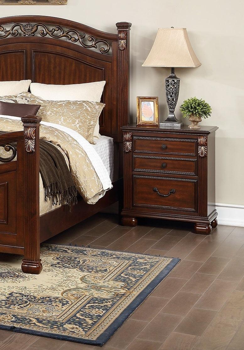 Bedroom Furniture Traditional Look Unique Wooden Nightstand Drawers Bedside Table Cherry - Supfirm