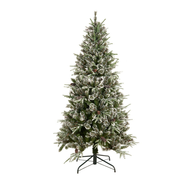 Supfirm Best Choice Products 6ft Pre-Lit Pre-Decorated Spruce Hinged Artificial Blended PE/PVC Christmas Tree w/ 1273 Tips, 29 Pinecones, 240 Lights, Metal Base - Supfirm