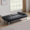 Black Faux Leather Loveseat Sofa Bed with Cup Holders , Convertible Folding Sleeper Couch Bed . - Supfirm