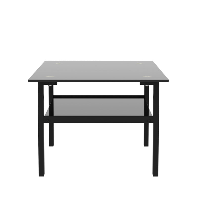 Supfirm Black glass coffee table, modern and simple, black living room coffee table, side table - Supfirm