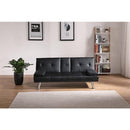 Black Leather Multifunctional Double Folding Sofa Bed for Office with Coffee Table - Supfirm