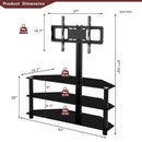 Supfirm Black Multi-function TV Stand Height Adjustable Bracket Swivel 3-Tier - Supfirm