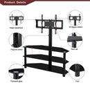 Supfirm Black Multi-function TV Stand Height Adjustable Bracket Swivel 3-Tier - Supfirm